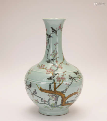 A famille-rose 'floral and birds' vase