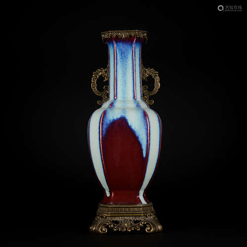 A flambe glazed vase