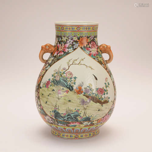 A famille-rose 'floral and birds' jar