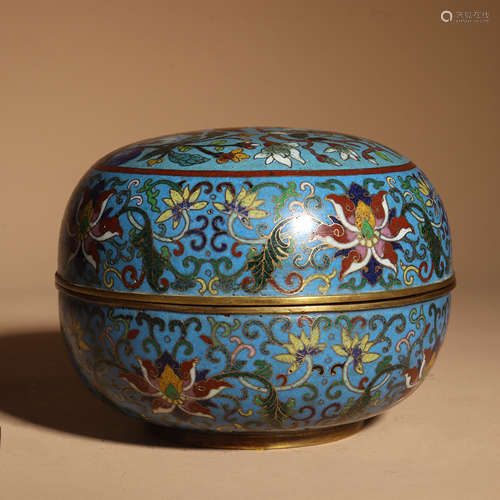 A Cloisonne enamel 'floral' box and cover