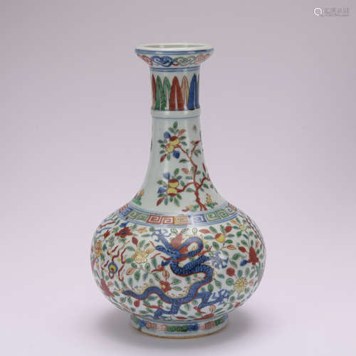 A Wu cai 'dragon and phoenix' vase