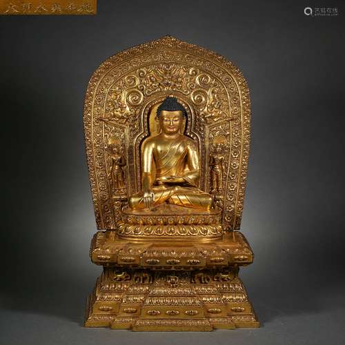 A gilt-bronze statue of Sakyamumi