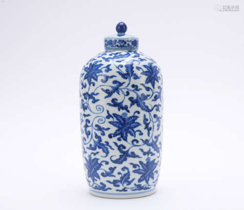 A blue and white 'lotus' jar