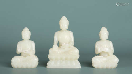 A set of jade statue of Buddhist Trinity