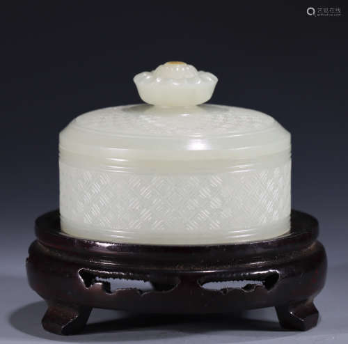 A white jade ink paste box used in study room