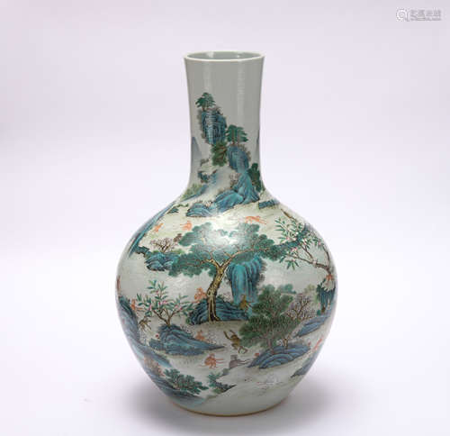 A famille-rose 'landscape' globular vase