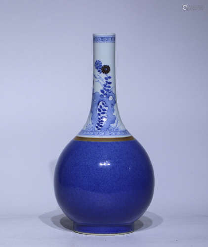 A blue glazed and blue and white vase,Cheng hua Mark