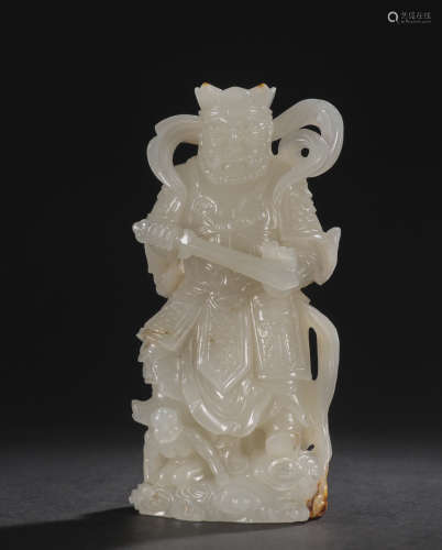A jade 'the God of Treasure have practised martial arts' orn...