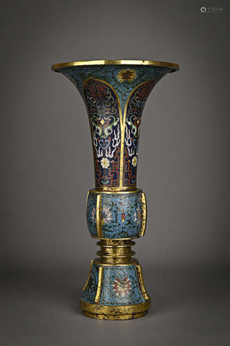 A Cloisonne enamel 'floral and beast' vase