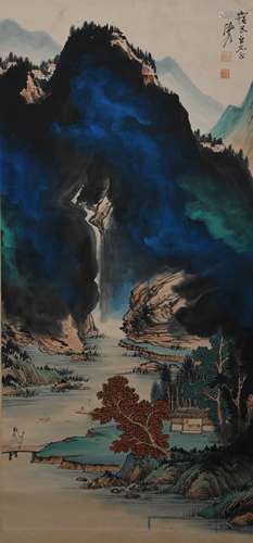 Modern Zhang daqian's splash-color landscape painting