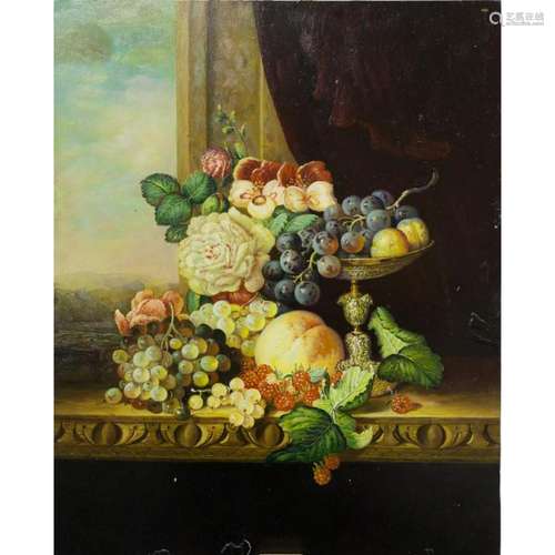 OIL ON BOARD PAINTING OF A STILL LIFE