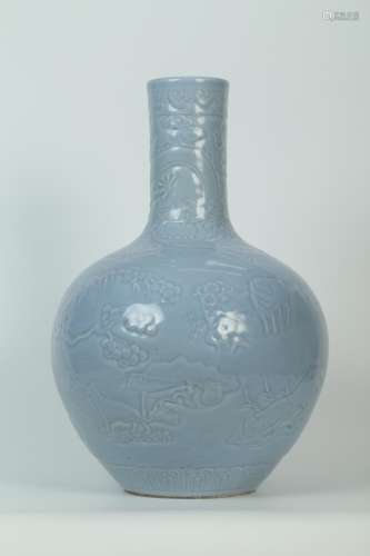 A Light Blue Color Porcelain TianQiuPing Vase