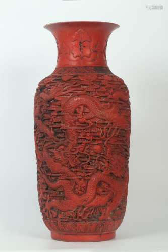 A Cinnabar Color Porcelain Vase