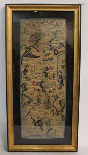 A FRAMED EMBROIDERY