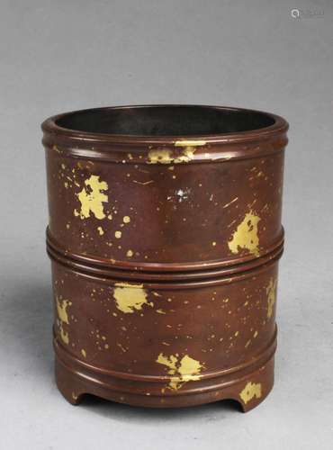 A BRONZE SPLASH GOLD TRIPOD CENSER