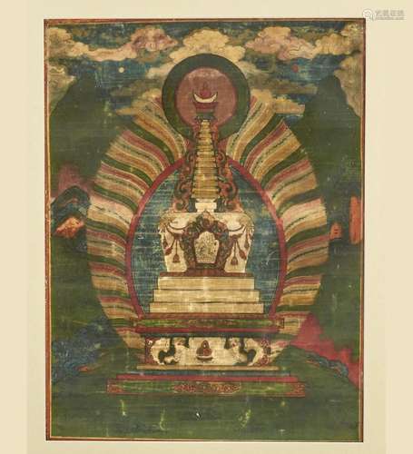 A FRAMED ANTIQUE THANGKA