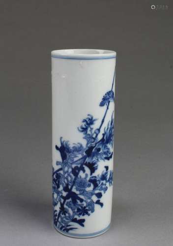 CHINESE BLUE & WHITE PORCELAIN BRUSHPOT