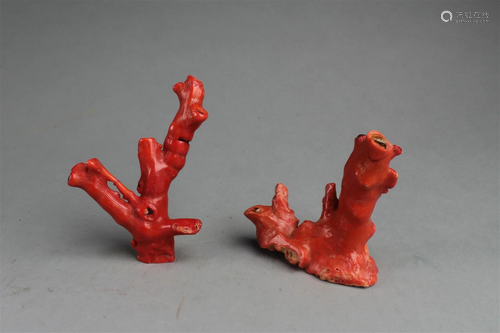 A Group of Two Coral Ornaments