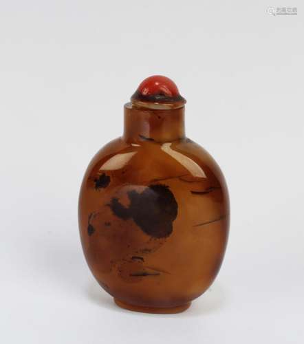 ANTIQUE CHINESE AGATE SNUFF BOTTLE