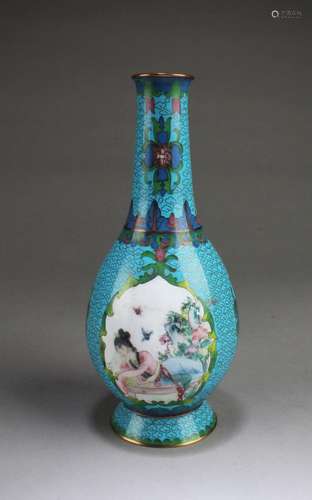 ANTIQUE CLOISONNE WITH ENAMEL VASE