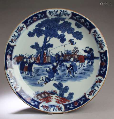 CHINESE BLUE & WHITE PORCELAIN CHARGER