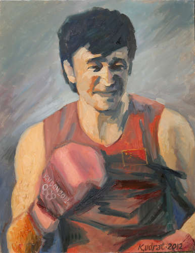 佚名 中国拳击运动员 布面油画带框