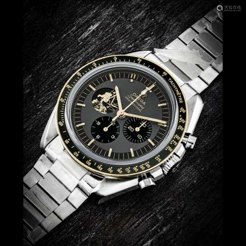 歐米茄，不鏽鋼及18K黄金計時鏈帶腕錶，限量生產6969枚，阿波羅11號...