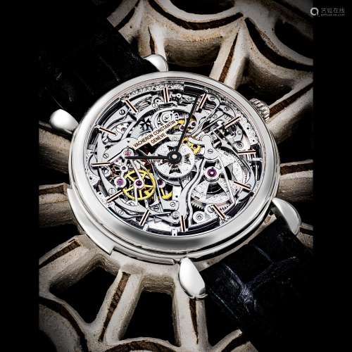 江詩丹頓，極罕有及卓越，鉑金鏤空三問腕錶，型號30030/000P，限量生...