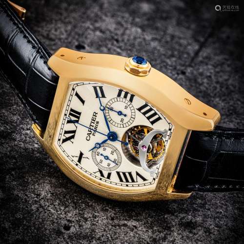 卡地亞，18K紅金陀飛輪單按鈕計時腕錶，TORTUE XL TOURBILLON CHRO...