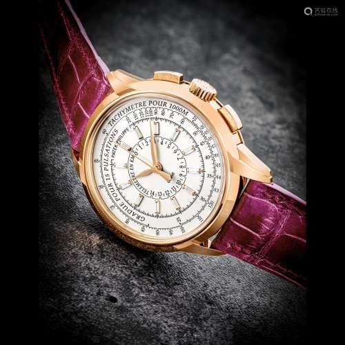 百達翡麗，罕有，18K紅金鑲鑽石女裝自動上弦計時腕錶，型號4675R，約...