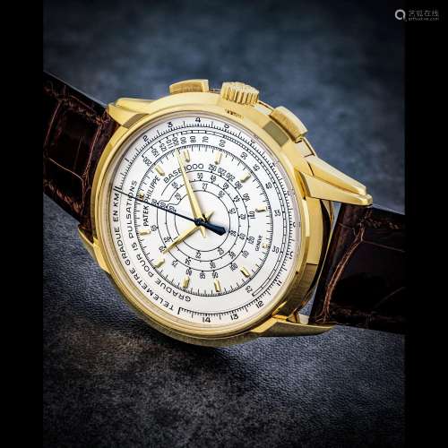 百達翡麗，18k黄金自動上弦多重刻度計時功能腕錶，型號5975J，約201...