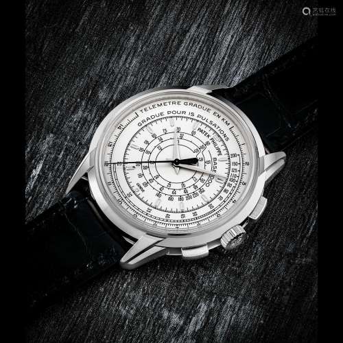 百達翡麗，18K白金自動上弦多重刻度計功能腕錶，型號5975G，約2014年...