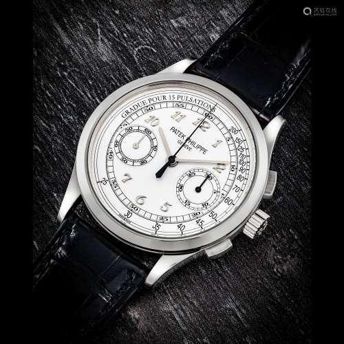 百達翡麗，18k白金計時腕錶，配脈搏計刻度，型號5170G，約2013年製，附...