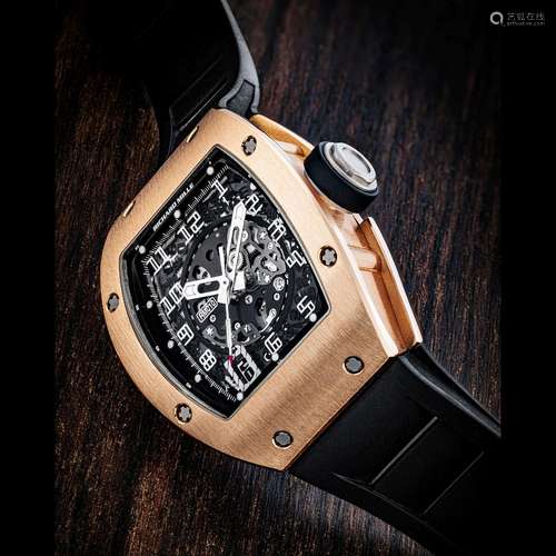 RICHARD MILLE，18K紅金自動上弦半鏤空腕錶，配中心秒針及日曆顯示...