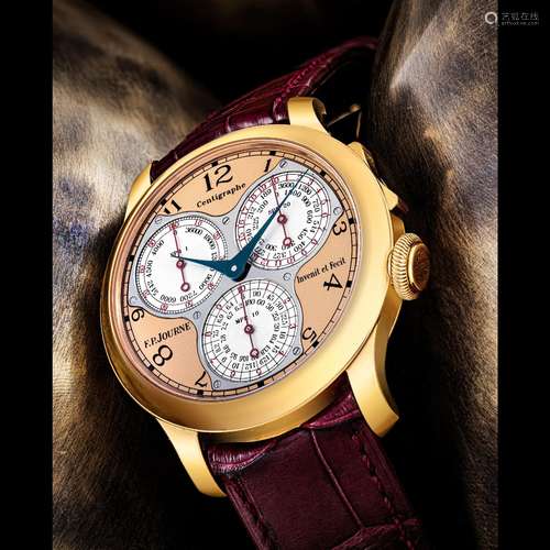 F.P. JOURNE，18K紅金人體工學計時腕錶，配百份一秒、20秒及10分鐘計...