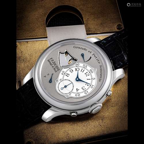 F.P. JOURNE. 重要及非常罕有，不鏽鋼大小自鳴三問鏈帶腕錶，配動力...