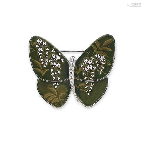 鑽石及母貝「Papillon」胸針 Van Cleef & Arpels設計