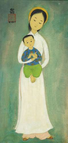梅忠恕（1906-1980） 母與子（白色長襖）