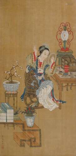 ZWEI FEINE MALEREIEN VON DAMEN IM STIL VON QIU YING (c. 1494...