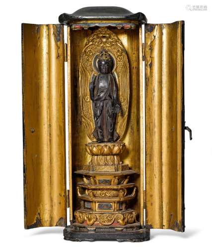 A LARGE ZUSHI (PORTABLE SHRINE).Japan, 17th/18th c. Height 3...