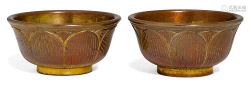 A PAIR OF FINE LOTUS SHAPED CEREMONIAL CUPS (SHASUIKI).Japan...