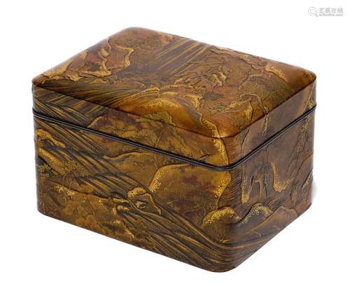 A LACQUER TEBAKO (ACCESSORY BOX).Cover with rounded corners ...