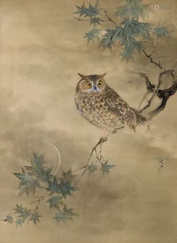 A PAINTING OF AN OWL ON A MAPLE TREE.Japan, 19. Jh. 65 × 47 ...