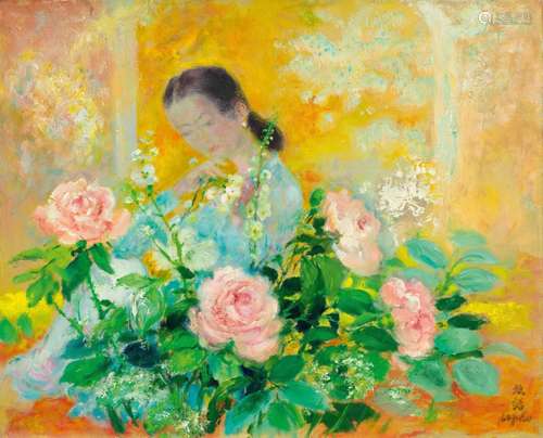 LE PHO (1907–2001).60 × 73 cm.Oil on canvas. Young lady with...