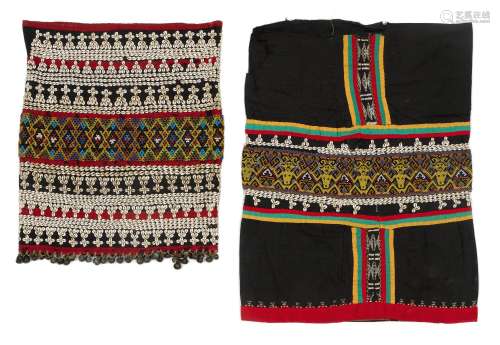 TWO WOMEN’S CEREMONIAL SKIRTS.Indonesia, Borneo.a) Maloh peo...