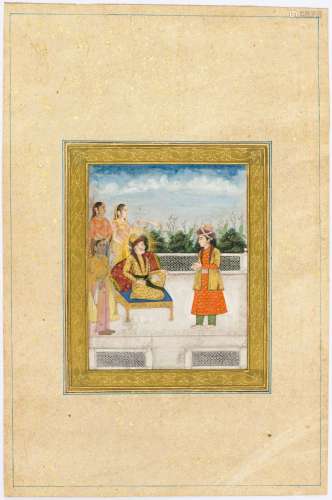 A SHAH SEATED ON A TERRACE.India, Delhi school, 1st half 19t...