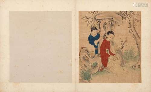 EROTIC ALBUM.China, late Qing Dynasty, 23 × 19.8cm.Ink and c...