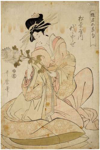 KITAGAWA UTAMARO (ca. 1753-1806).Oban, circa 1805.A woodbloc...