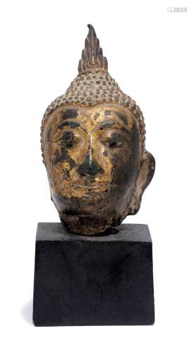 A SMALL BRONZE BUDDHA HEAD.Thailand, Ayutthaya, 16th/17th c....