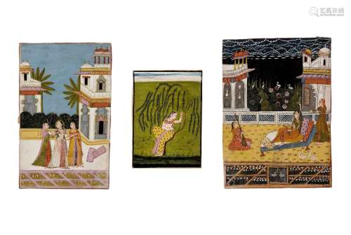 THREE MINIATURE PAINTINGS.India, Rajasthan, 19th c.